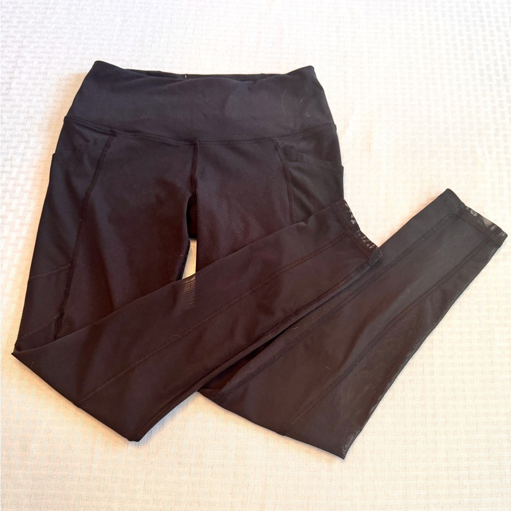 Victoria Sport Leggings Womens Small Black High Rise Mesh‎ Panel Athleisure